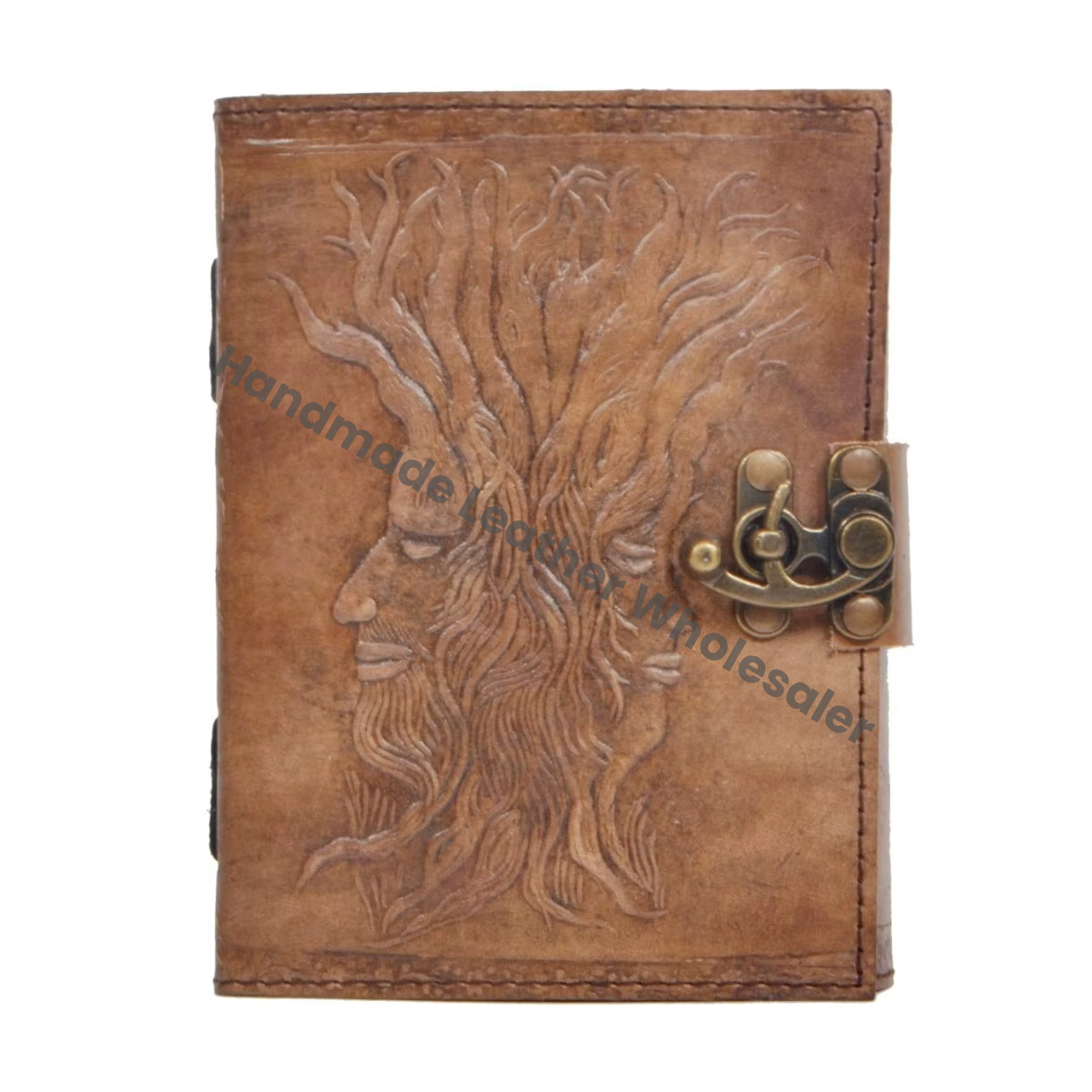 Grimoire Tree Man Handmade Leather Celtic Embossed Spiral Binding Gift Journal Notebook College Poetry Sketch Planner