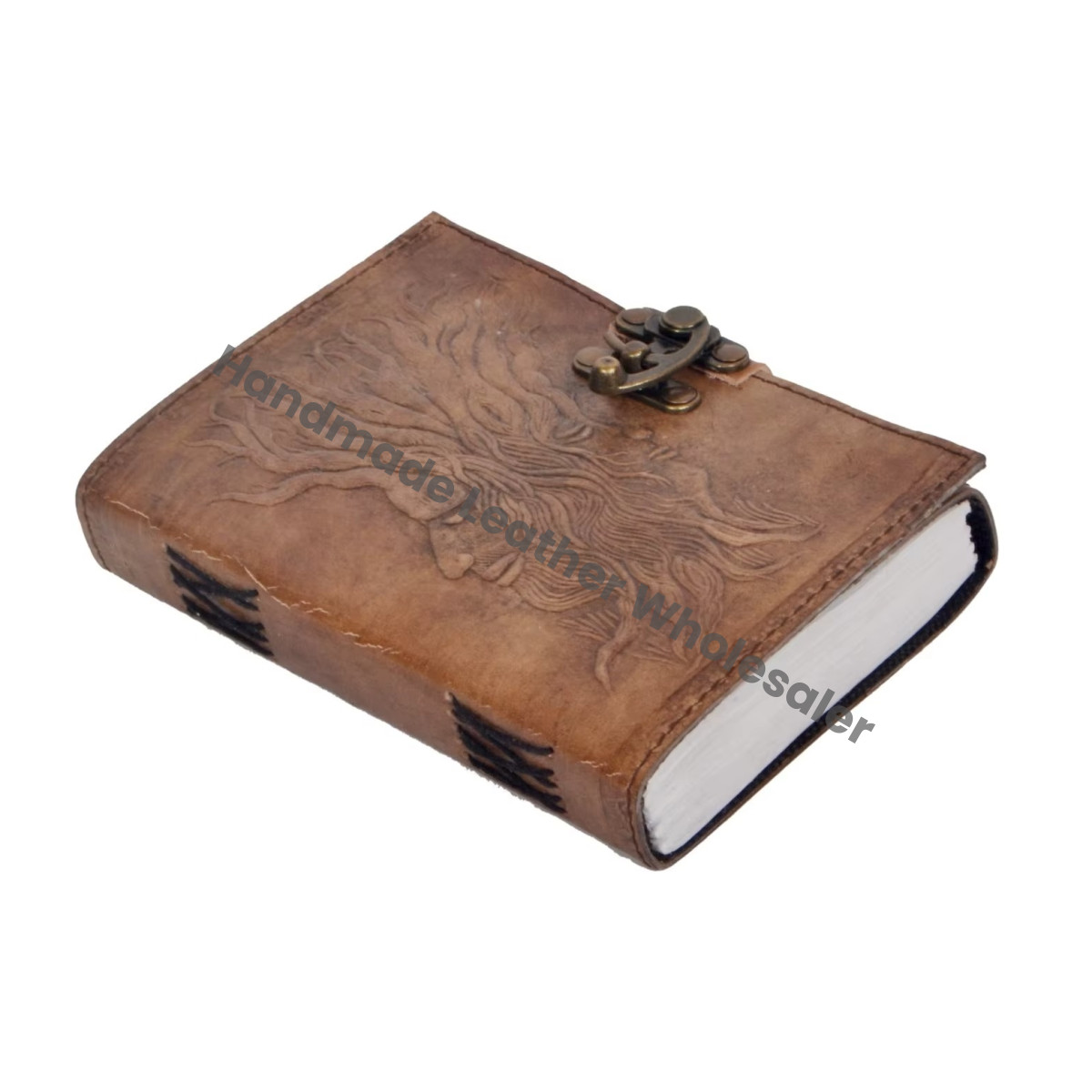Grimoire Tree Man Handmade Leather Celtic Embossed Spiral Binding Gift Journal Notebook College Poetry Sketch Planner