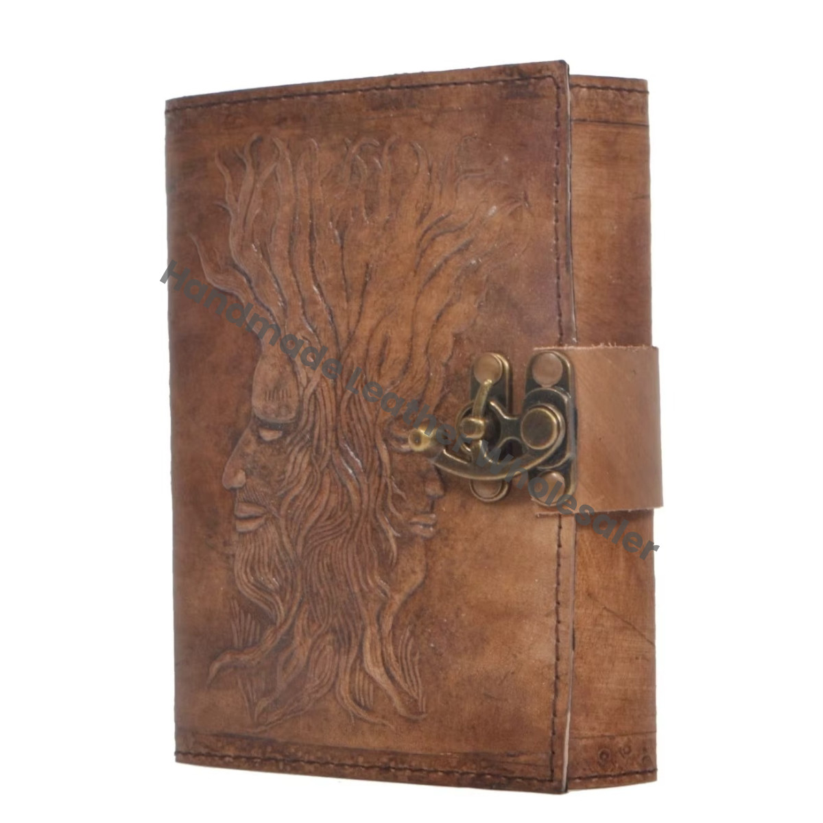 Grimoire Tree Man Handmade Leather Celtic Embossed Spiral Binding Gift Journal Notebook College Poetry Sketch Planner