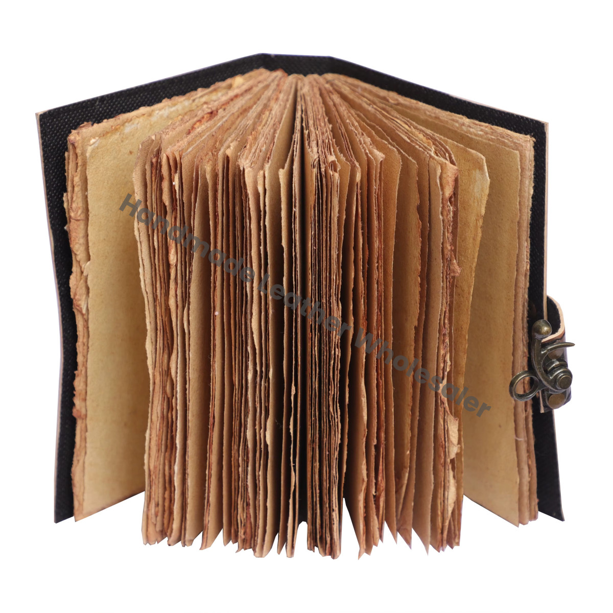 Hamsa Hand Eye Design Handmade Leather Printed Loose-Leaf Eco-friendly Paper Journal Deckle Edge Pages Brass C-Lock Writing