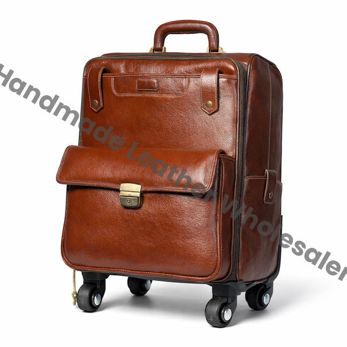 Handcrafted Buffalo Leather Carry-On Trolley Bag