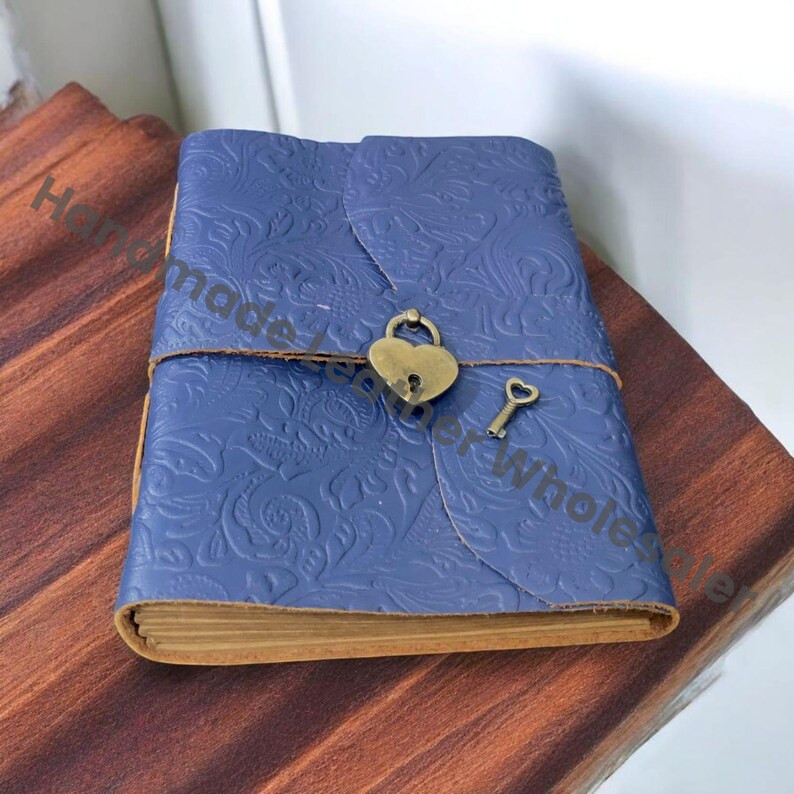 Handcrafted Leather Journal Notebook with Lock – Vintage Writing Book with Handmade Lined or Blank Pages
