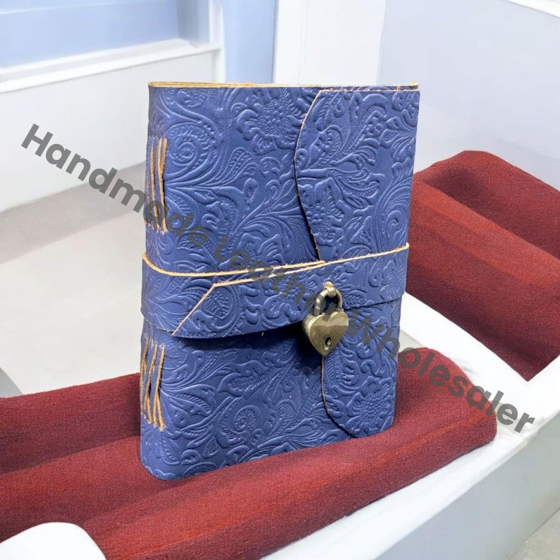Handcrafted Leather Journal Notebook with Lock – Vintage Writing Book with Handmade Lined or Blank Pages