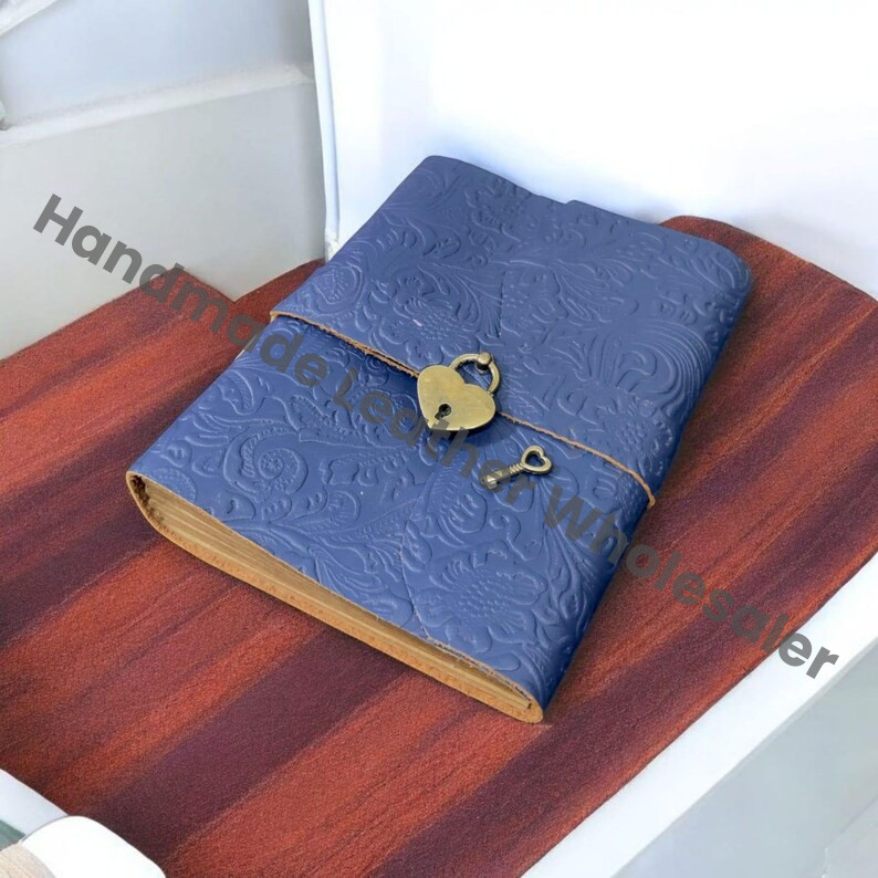 Handcrafted Leather Journal Notebook with Lock – Vintage Writing Book with Handmade Lined or Blank Pages