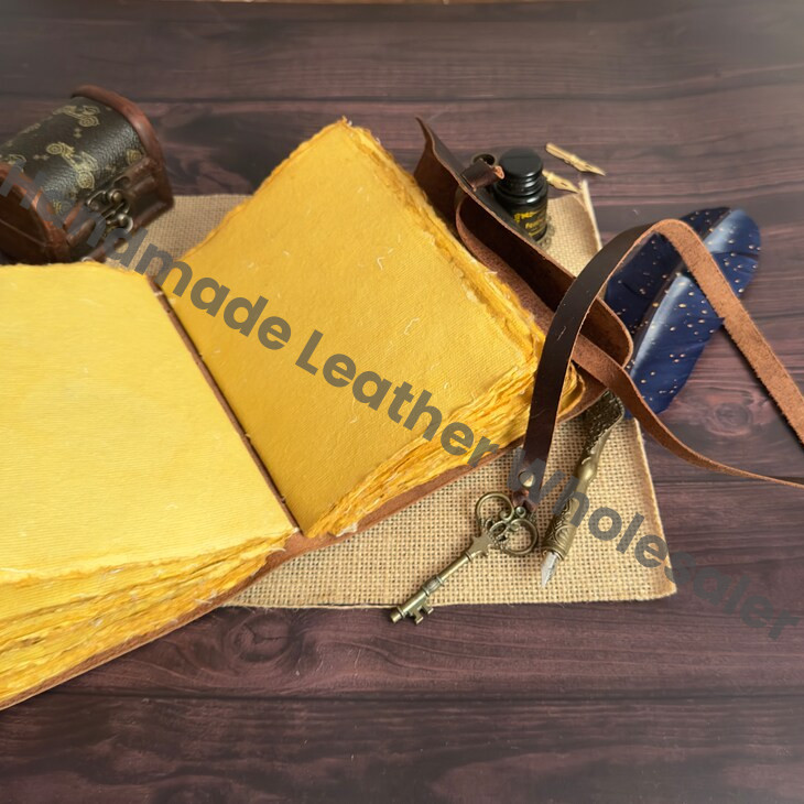 Handcrafted Leather Journal – Vintage Deckle Edge Paper, Book of Shadows