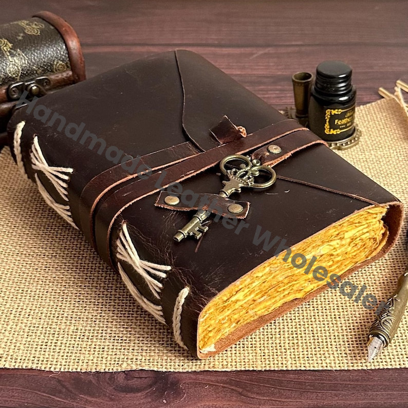 Handcrafted Leather Journal – Vintage Deckle Edge Paper, Book of Shadows