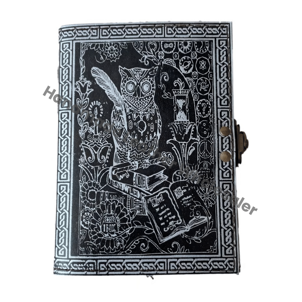 Handmade Black Silver Leather Hardcover Journal Custom Logo Recyclable Paper Thermal Binding Travel Planner Office