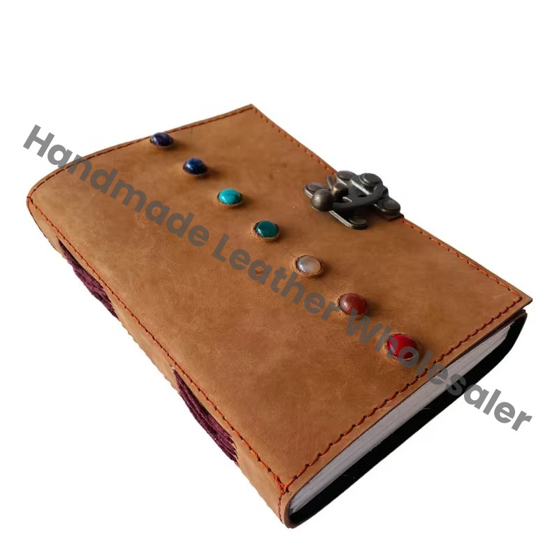 Handmade Book of Shadows Vintage Leather Journals Seven Stone Notebook Brown Drawing Sketchbook Deckle Edge Paper Daily Planner