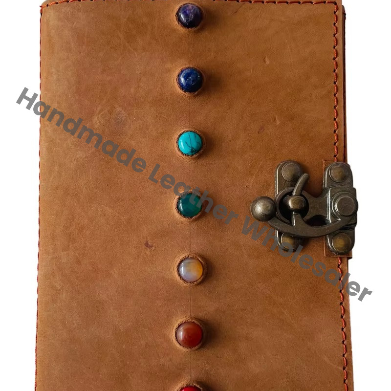 Handmade Book of Shadows Vintage Leather Journals Seven Stone Notebook Brown Drawing Sketchbook Deckle Edge Paper Daily Planner