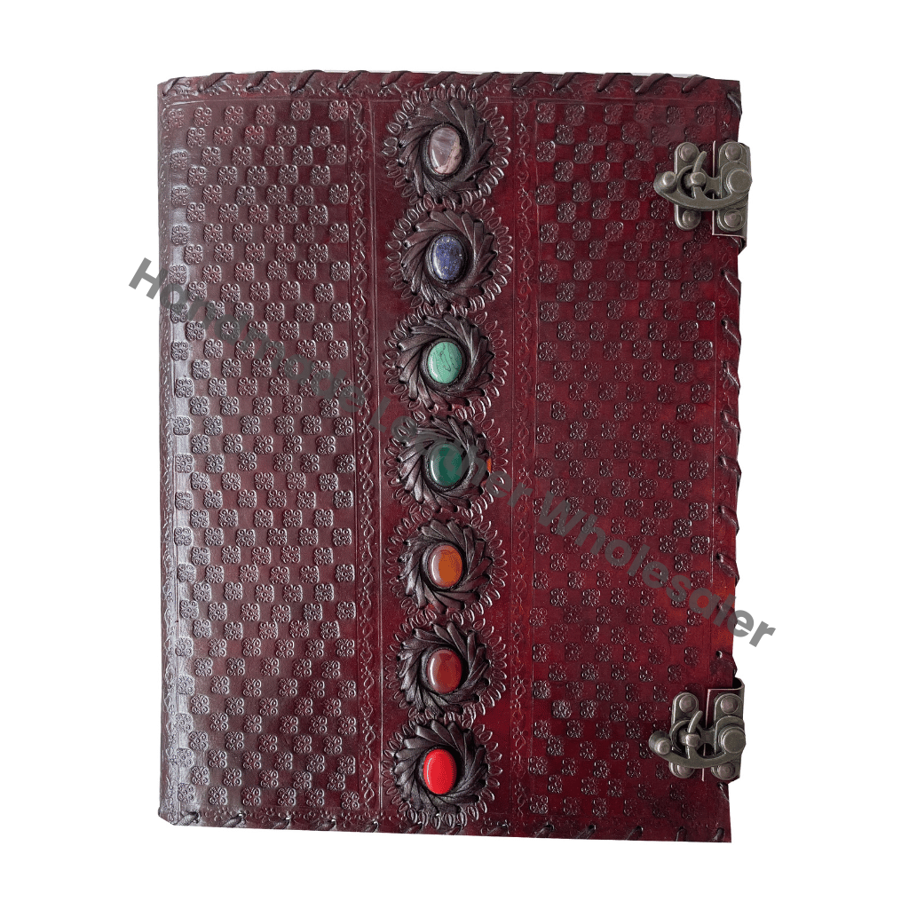 Handmade Brown Genuine Leather Seven Stone Journal Travel Notebook Recyclable Cotton Paper Custom Logo Option-Unique Gift for