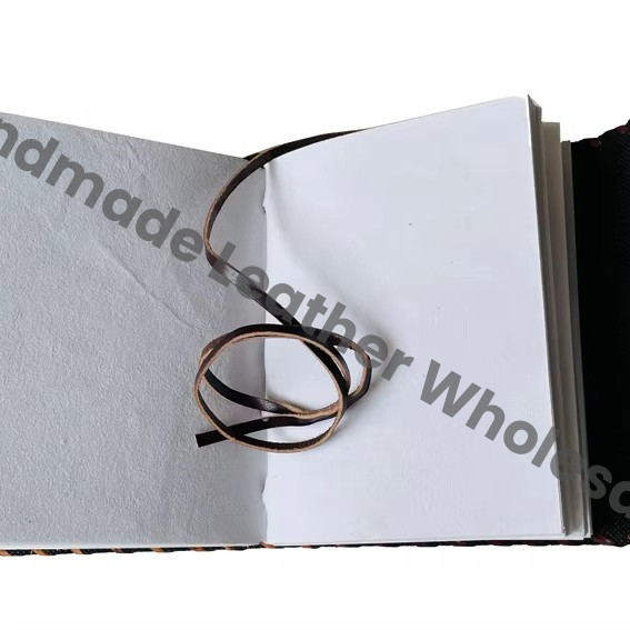 Handmade Brown Leather Loose-Leaf Gift Journal Notebook 2 Stone Vintage Clasp Embossed Cover Deckle Edge Paper Travel Diary