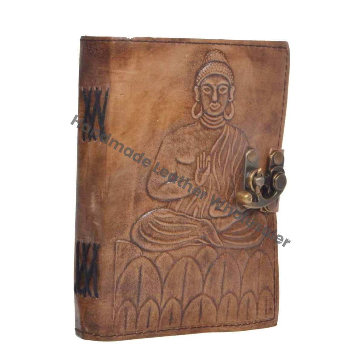 Handmade Buddha Grimoire Leather Thermal Binding Charcoal Blank Journal Notebook Office Diary College Poetry Sketch Planner