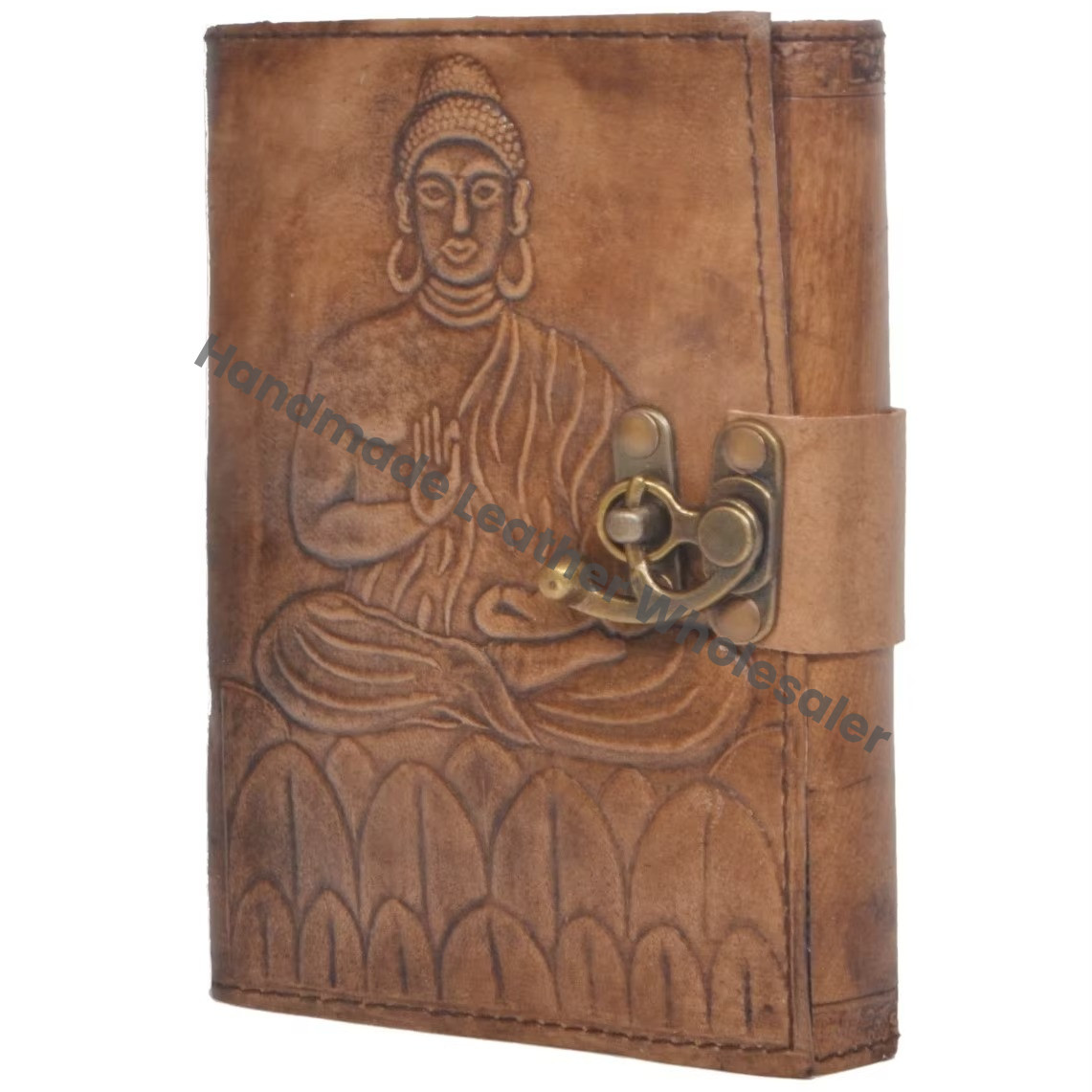 Handmade Buddha Grimoire Leather Thermal Binding Charcoal Blank Journal Notebook Office Diary College Poetry Sketch Planner