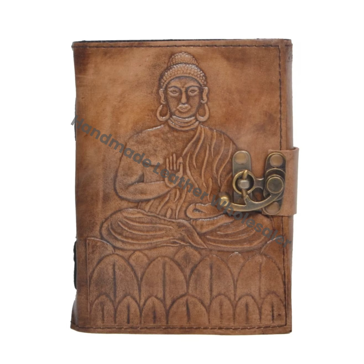 Handmade Buddha Grimoire Leather Thermal Binding Charcoal Blank Journal Notebook Office Diary College Poetry Sketch Planner
