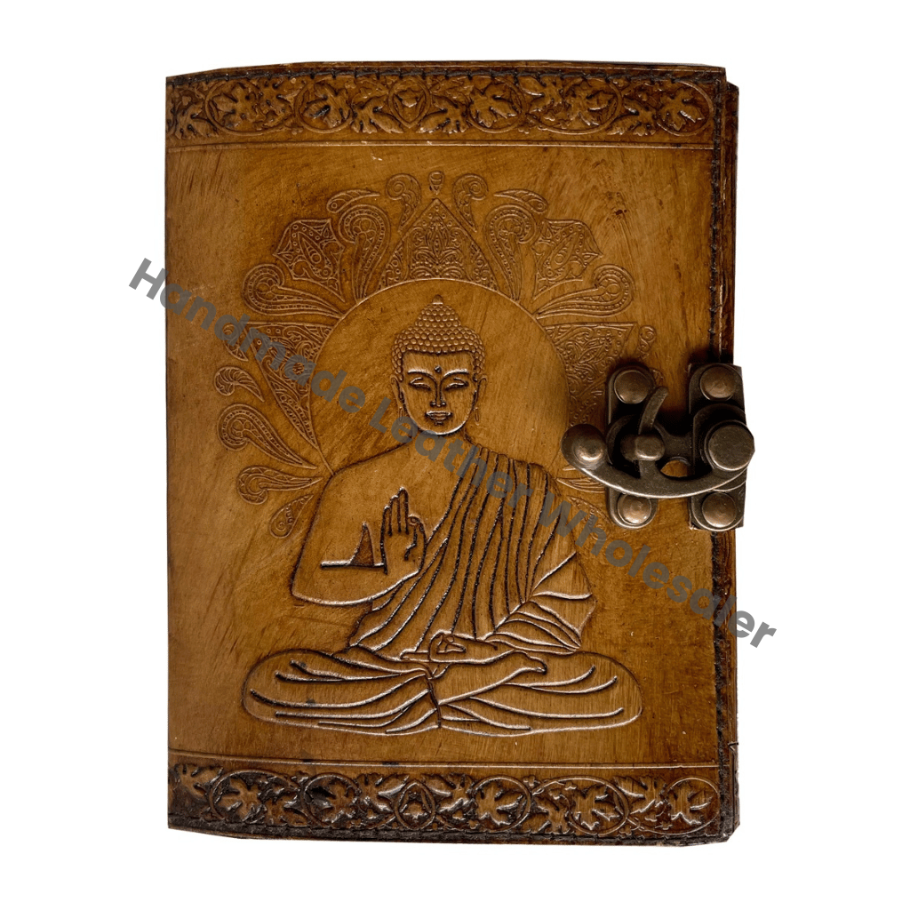 Handmade Buddha Leather Journal Vintage Bound Sketchbook Antique Deckle Edge Old Paper Notebook Leather Journal Writing Note