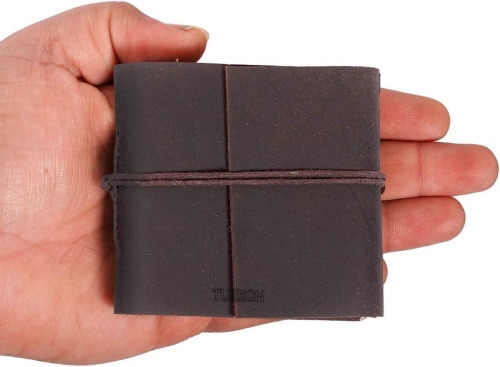 Handmade Buffalo Leather Mini Blank Unlined Vintage Journal Personal Scrapbook for Men and Women (Brown) - Set of 4