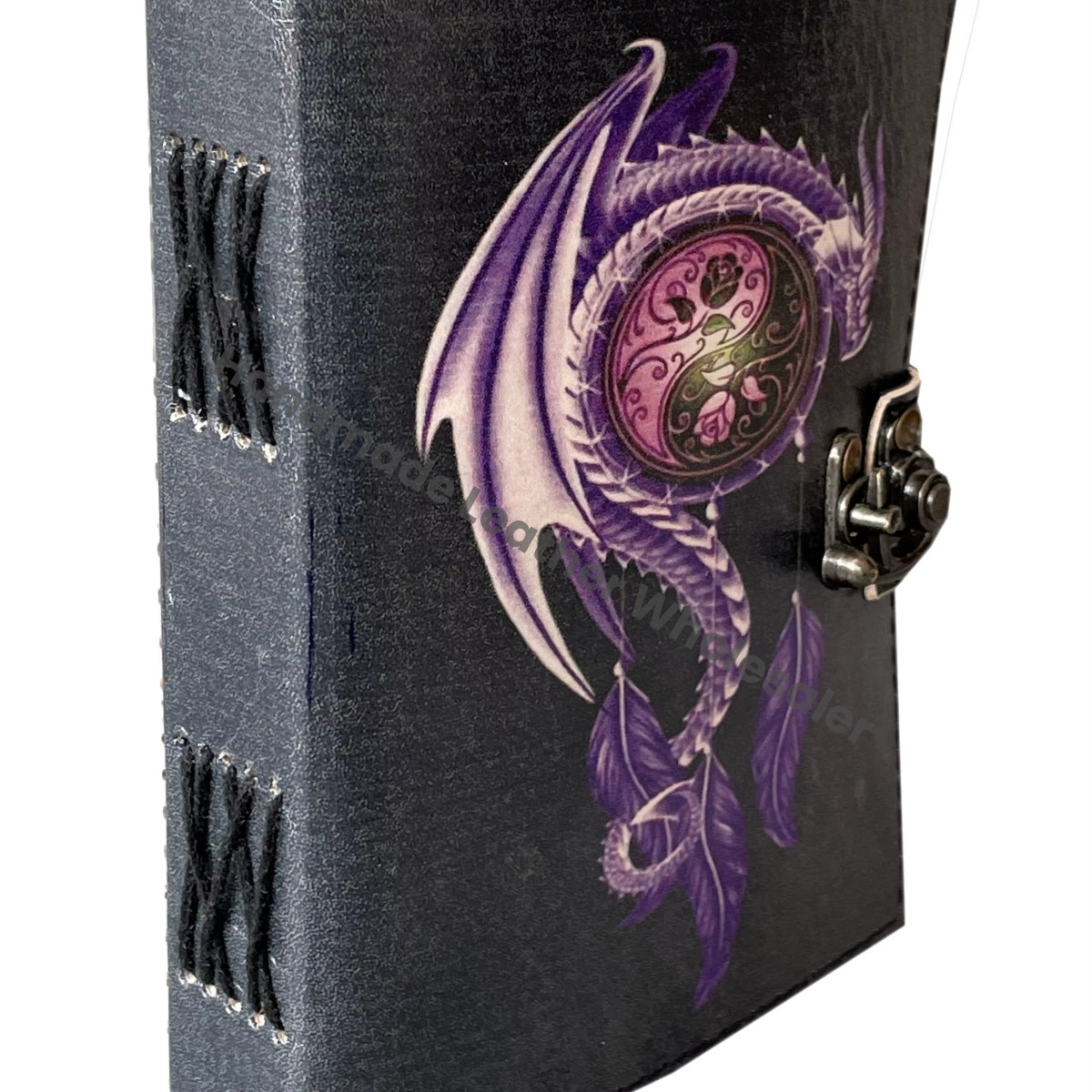 Handmade Customized Leather Journal Vintage Dragon Print Design Artist Notebook Sketchbook Bound Classic Planner Gift