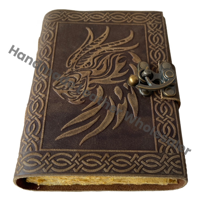 Handmade DND Leather Journal Soft Writing Notebook Daily Embossed Vintage Antique Paper Deckle Notebook Bound Writing Planner