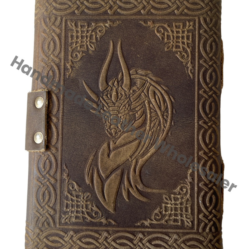 Handmade DND Leather Journal Soft Writing Notebook Daily Embossed Vintage Antique Paper Deckle Notebook Bound Writing Planner