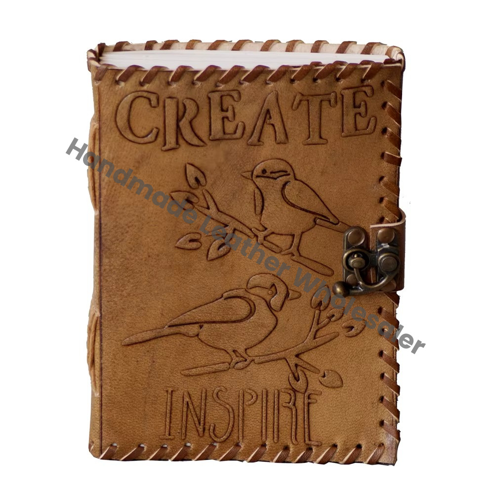 Handmade Embossed Create Birds Design Notebook & Sketchbook Leather Journal Hard Cover Sketchbook Journal Note Book Gift Cover