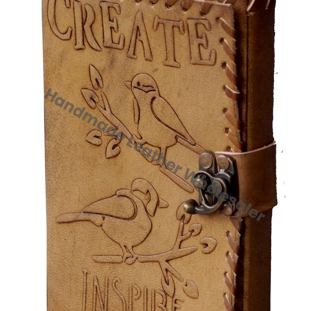 Handmade Embossed Create Birds Design Notebook & Sketchbook Leather Journal Hard Cover Sketchbook Journal Note Book Gift Cover