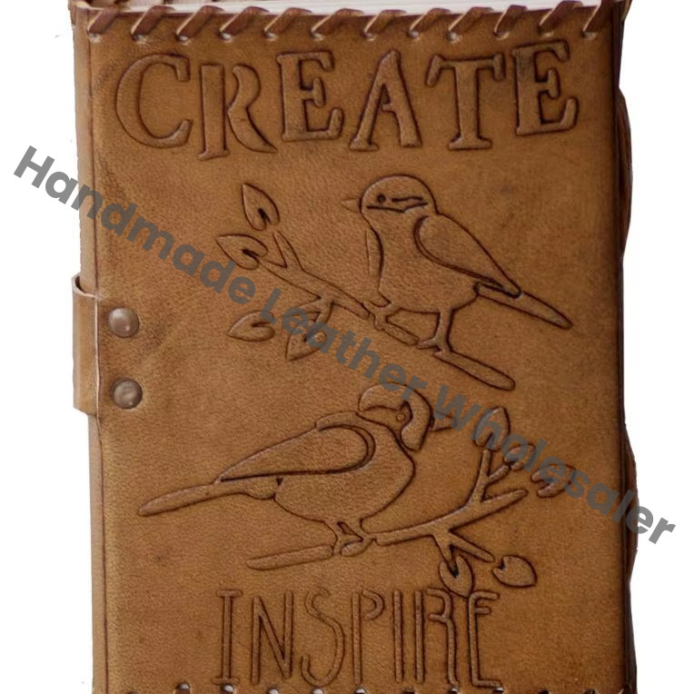 Handmade Embossed Create Birds Design Notebook & Sketchbook Leather Journal Hard Cover Sketchbook Journal Note Book Gift Cover