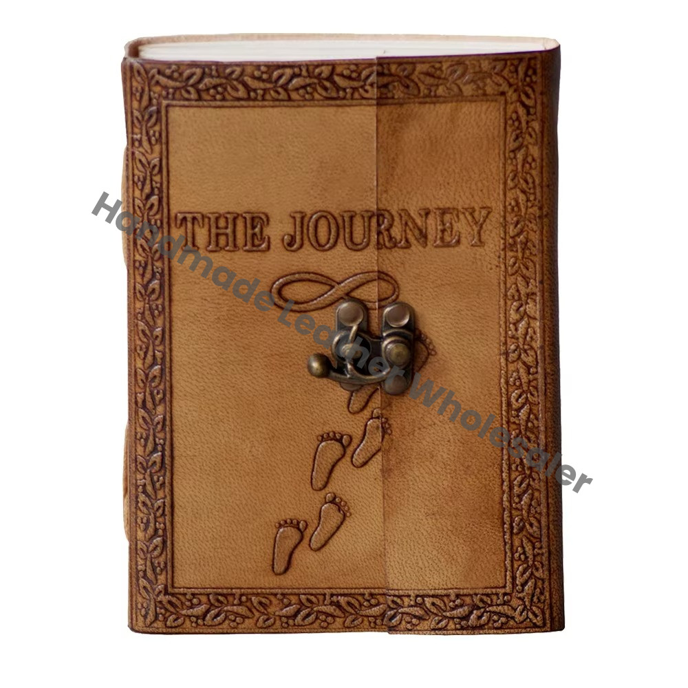 Handmade Embossed Leather Hard Cover Journal Celtic Journey Design Eco-friendly Water Color Sketchbook Diary Charcoal Color Gift