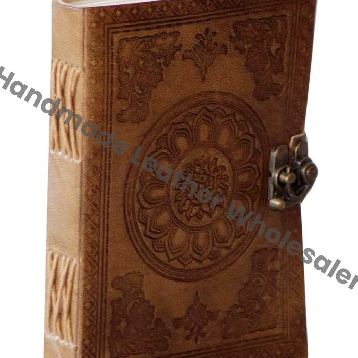 Handmade Embossed Mandala Chakra Design Charcoal Color Eco-friendly Paper Address Book Leather Journal Gift