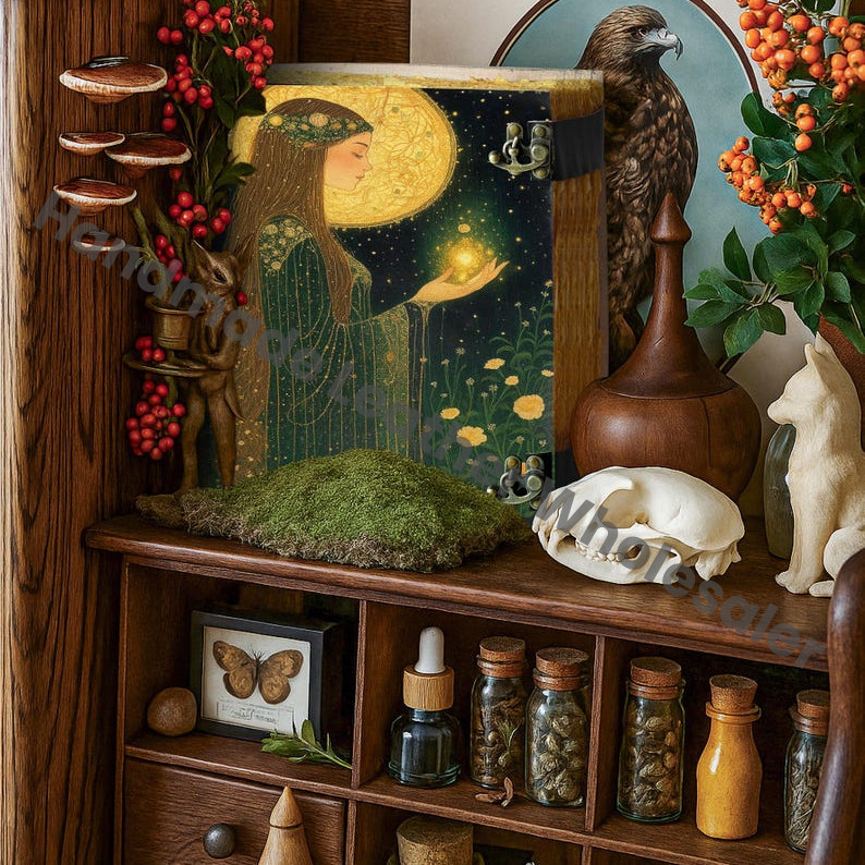 Handmade Fairy Leather Grimoire: Christmas Gift Book of Shadows