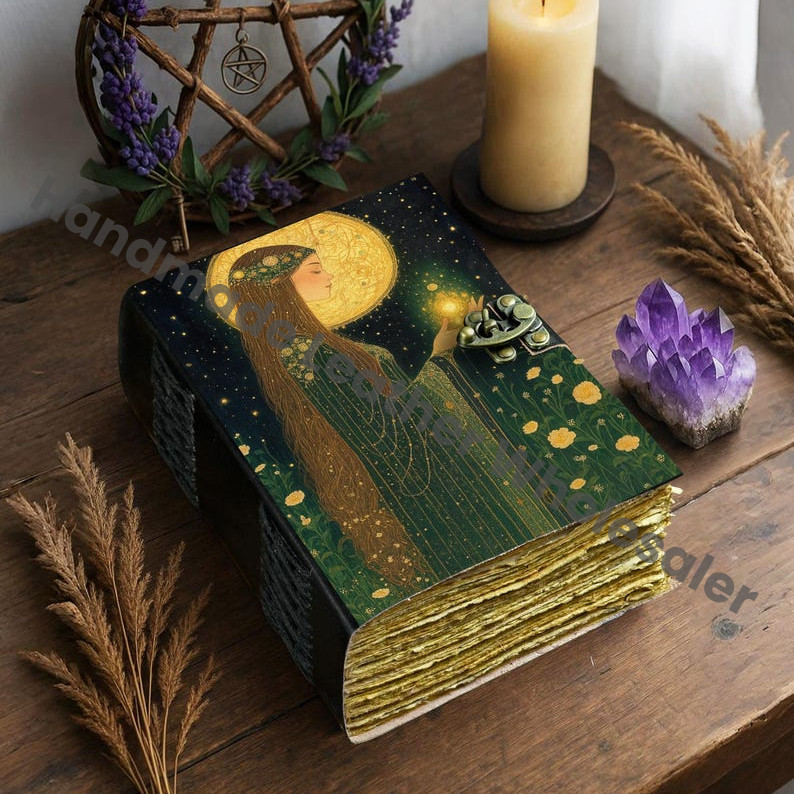 Handmade Fairy Leather Grimoire: Christmas Gift Book of Shadows