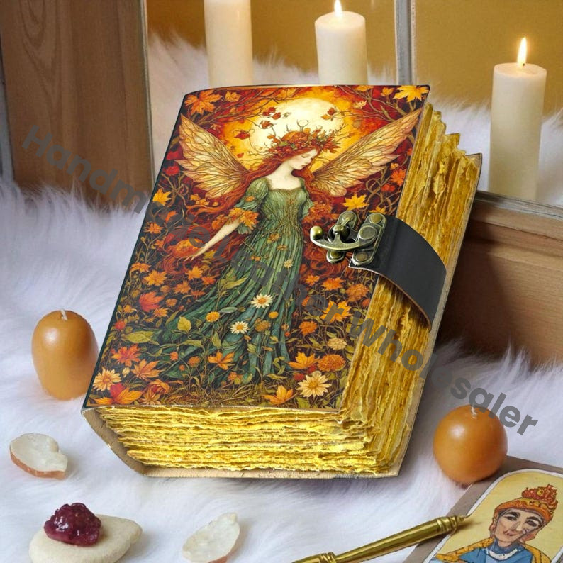 Handmade Fairy Leather Grimoire: Christmas Gift Book of Shadows