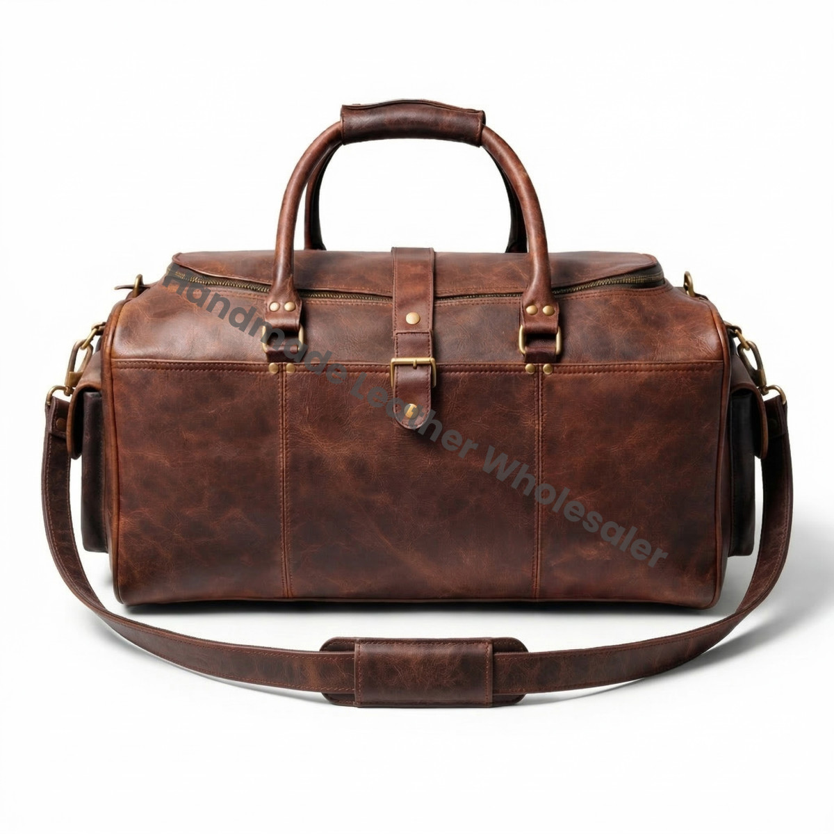 Handmade Full Grain Leather Duffle Bag, Laser Engraved Weekender Carry-on Luggage, Retro Travel Holdall For Men, Personalised Gifts For Him