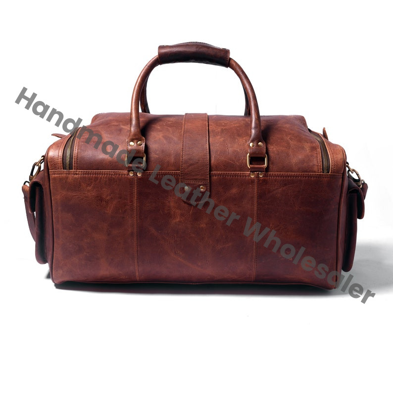 Handmade Full Grain Leather Duffle Bag, Laser Engraved Weekender Carry-on Luggage, Retro Travel Holdall For Men, Personalised Gifts For Him