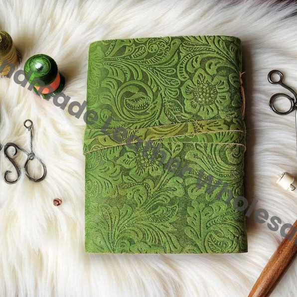 Handmade Garden Flower Leather Journal Book of Shadows Witchcraft Notebook Handmade Vintage Sketchbook Antique Key, Deckle Edge Paper Gift