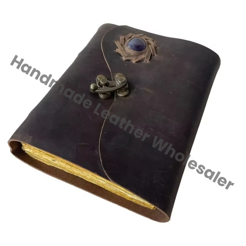 Handmade Genuine Leather Brown High Quality Journal Notebook Blank Vintage Book Deckle Bound Custom Sketchbook Drawing Pages