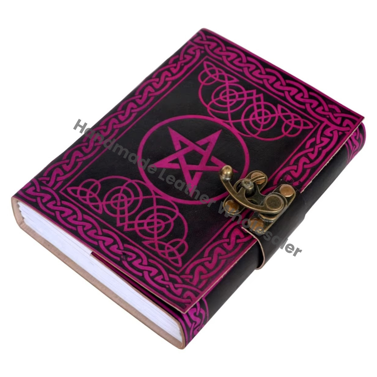 Handmade Genuine Leather Pentagram Journal | Vintage Wiccan Notebook | Custom Leather Spell Book Diary for Gift
