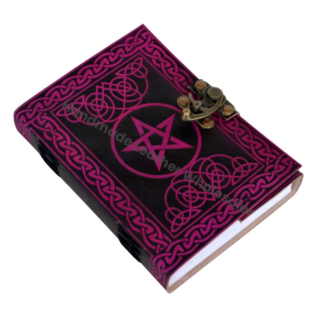Handmade Genuine Leather Pentagram Journal | Vintage Wiccan Notebook | Custom Leather Spell Book Diary for Gift