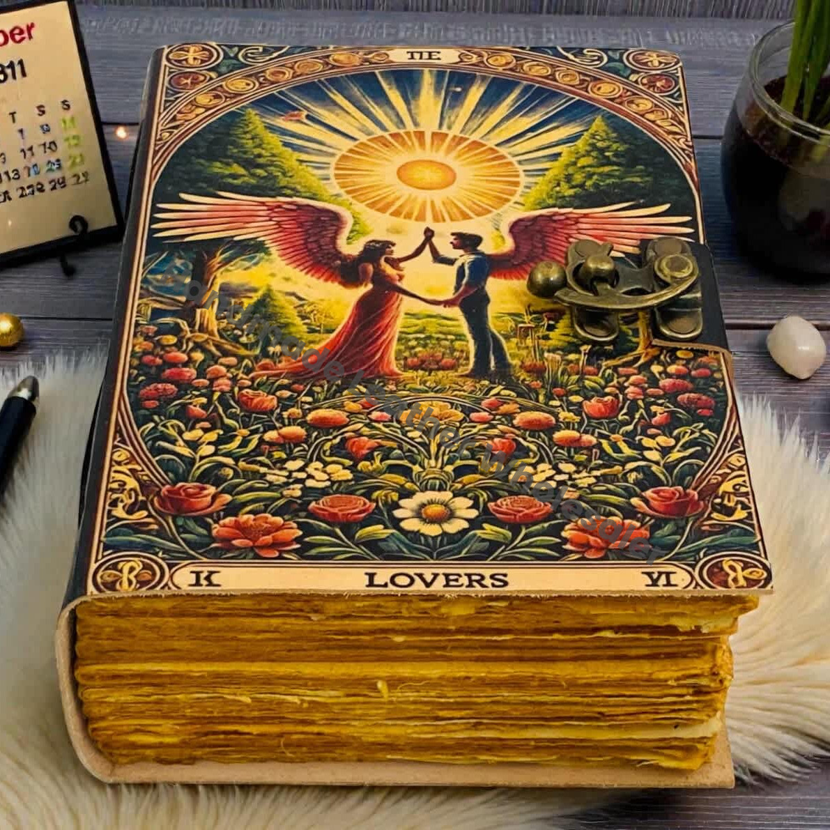 Handmade Gothic Magic Cat Leather Grimoire journal | Witchcraft Pagan Diary | Wiccan Blank Spell Book (Copy)