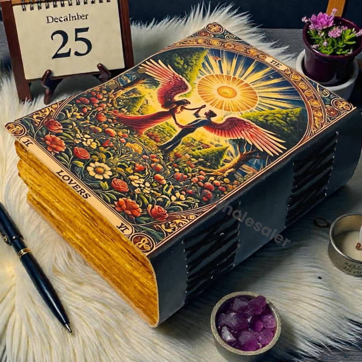 Handmade Gothic Magic Cat Leather Grimoire journal | Witchcraft Pagan Diary | Wiccan Blank Spell Book (Copy)