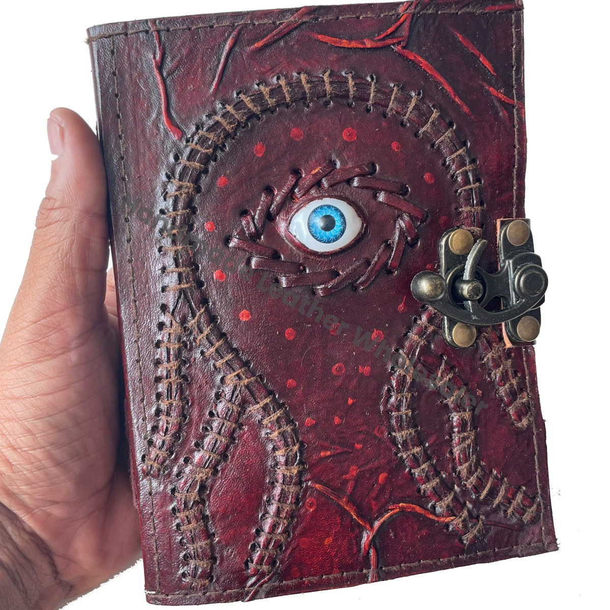 Handmade Hocus Pocus Book Spells Spiral Binding Hardcover Leather Journal Blank Book Wiccan Pagan Evil Eye Best Gift Him