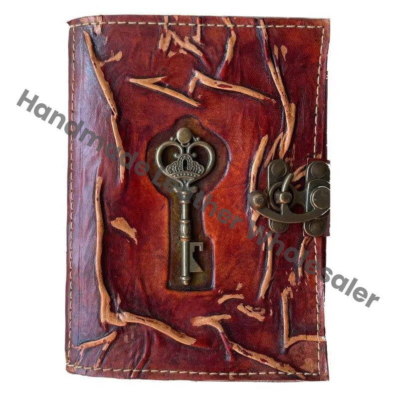Handmade Journal Witchcraft Book, Wiccan Spell Book of Shadows, Antique Key Figured Locked Book Leather Diary Vintage Halloween