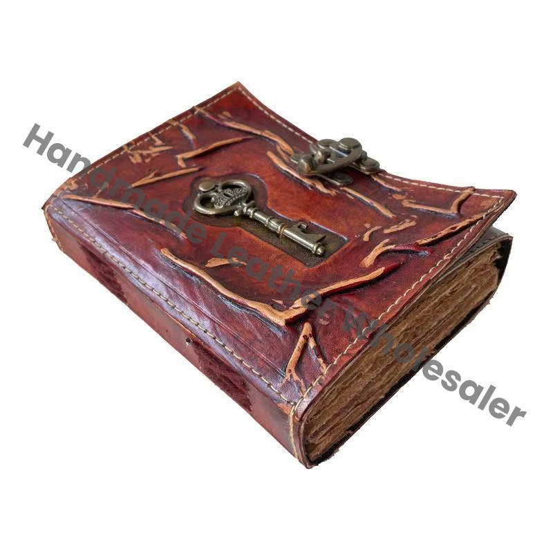 Handmade Journal Witchcraft Book, Wiccan Spell Book of Shadows, Antique Key Figured Locked Book Leather Diary Vintage Halloween