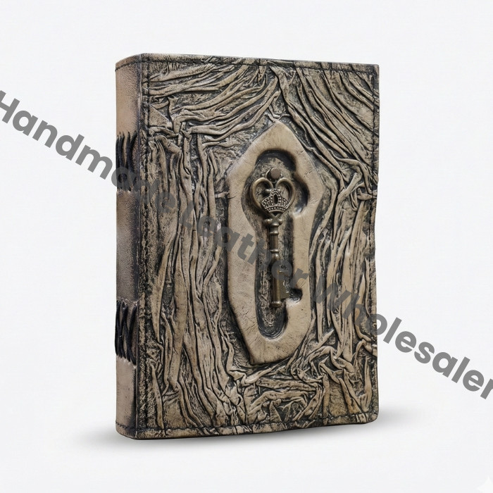 Handmade Key Design Leather Journal, Antique Lock Diary, Steampunk Notebook
