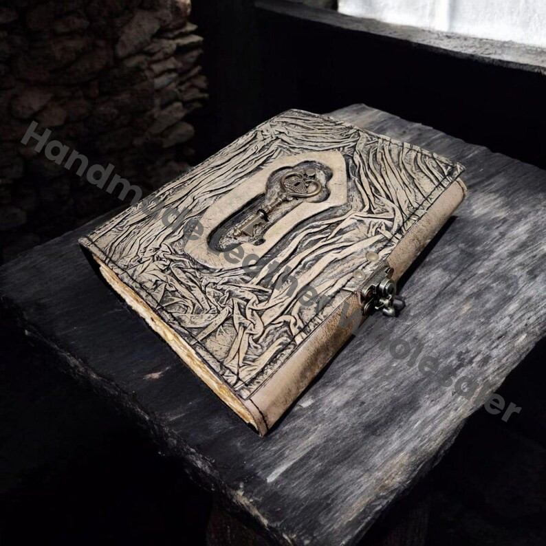 Handmade Key Design Leather Journal, Antique Lock Diary, Steampunk Notebook