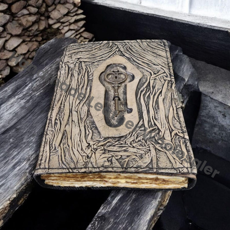 Handmade Key Design Leather Journal, Antique Lock Diary, Steampunk Notebook