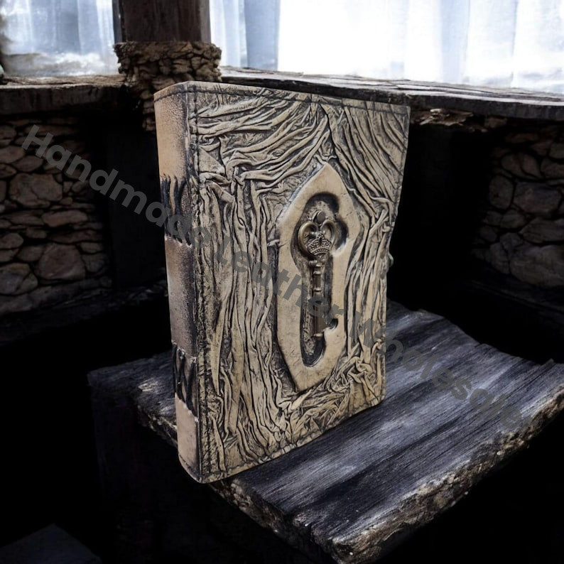 Handmade Key Design Leather Journal, Antique Lock Diary, Steampunk Notebook