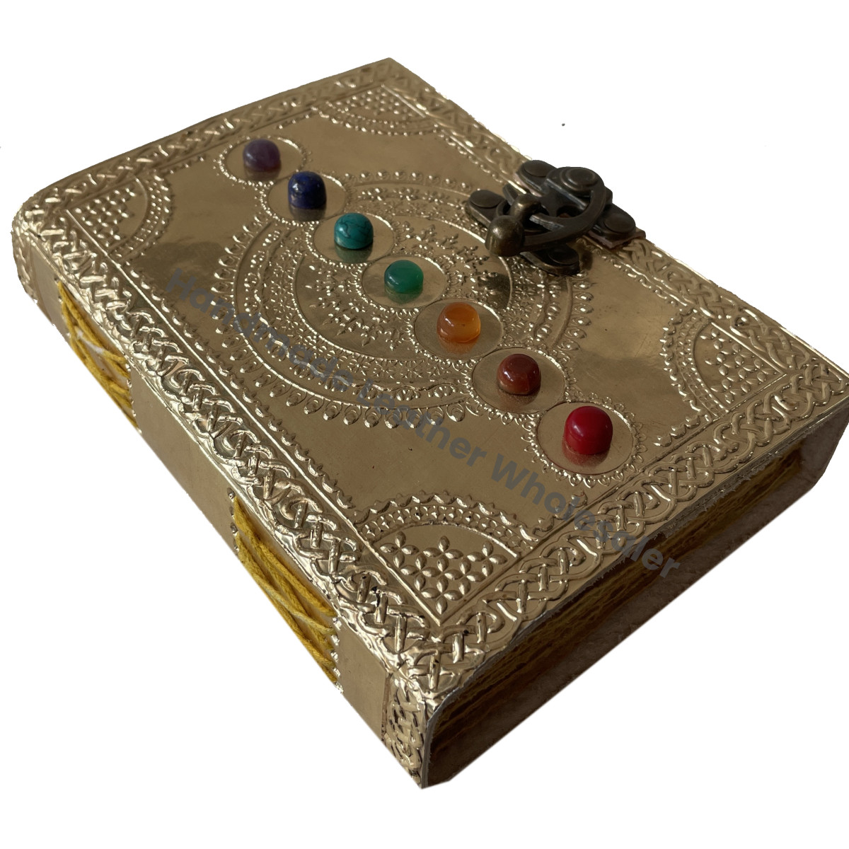 Handmade Large Seven Stone Journal Embossed Leather Journal Leather Grimoire Writing Notebook Book of Shadows Grimoire Spell