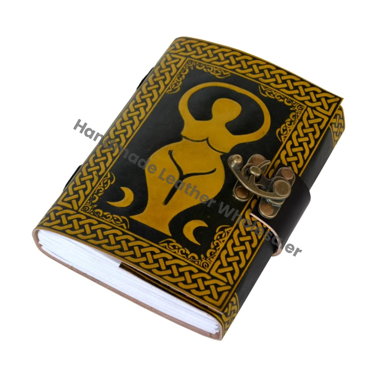 Handmade Large Vintage Sketchbook Mother Leather Cover Women's Recyclable Paper Spiral Bound Journal Notebook Gift Custom Logo