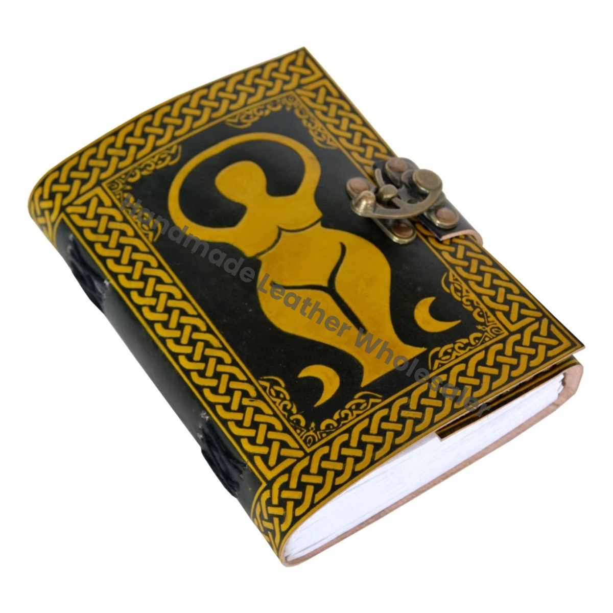 Handmade Large Vintage Sketchbook Mother Leather Cover Women's Recyclable Paper Spiral Bound Journal Notebook Gift Custom Logo