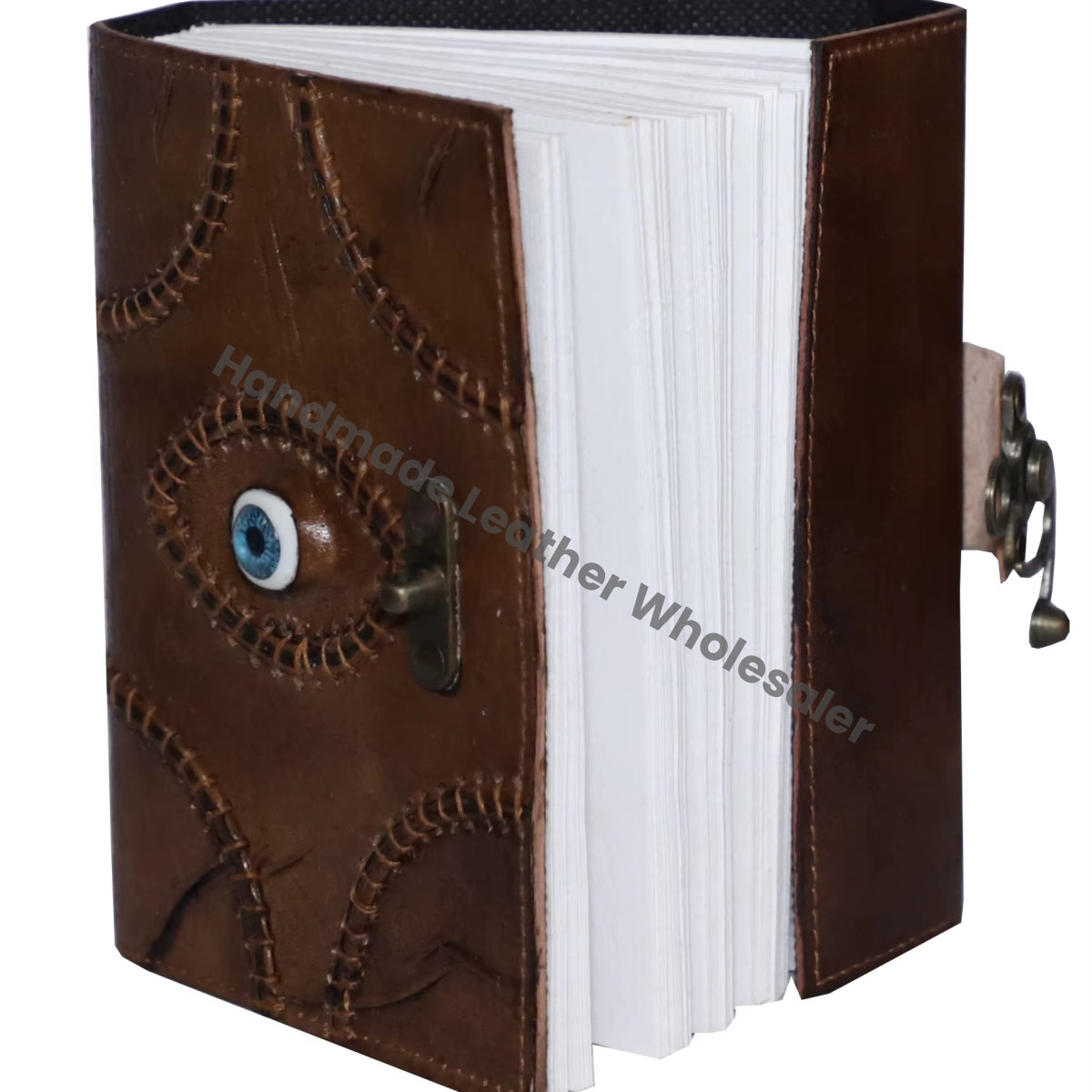 Handmade Leather Address Book God Eye Design Hocus Pocus Recycled Cotton Blank Pages Hard Leather Cover Gift For Women